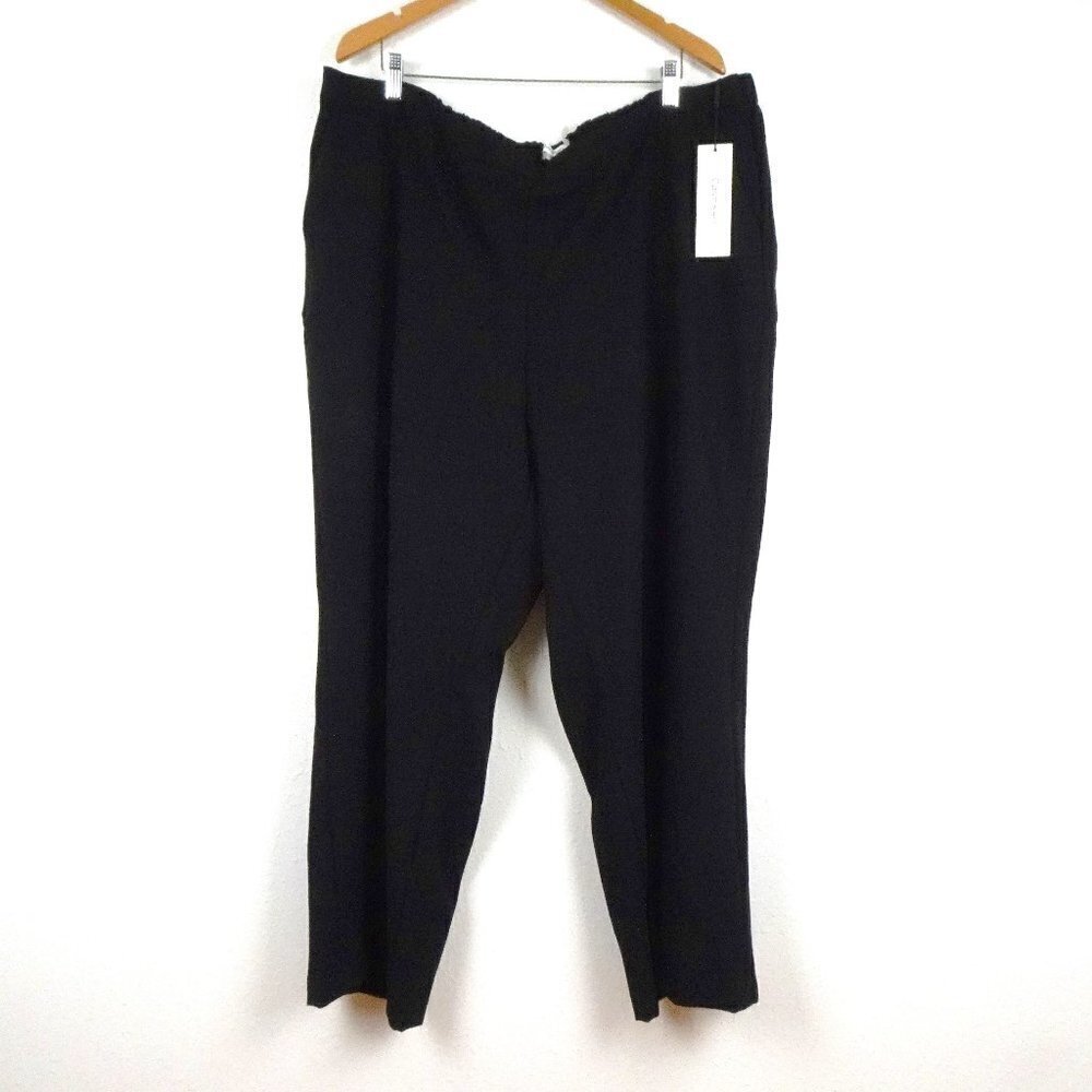 Calvin Klein Wide Leg Pants Women's Plus Size 3X Black Elastic Waist Work Career